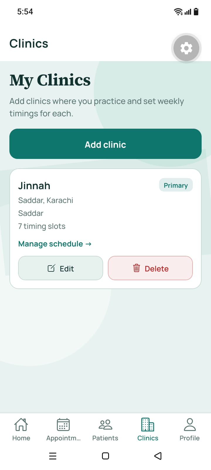 Patient Care clinics and timings